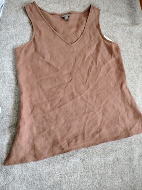 J. Jill V-Neck Linen Tank Top - Brown